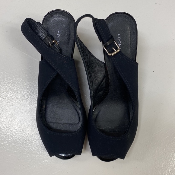 DONALD J PLINER black wedge sandal peep toe sandals - Picture 2 of 5